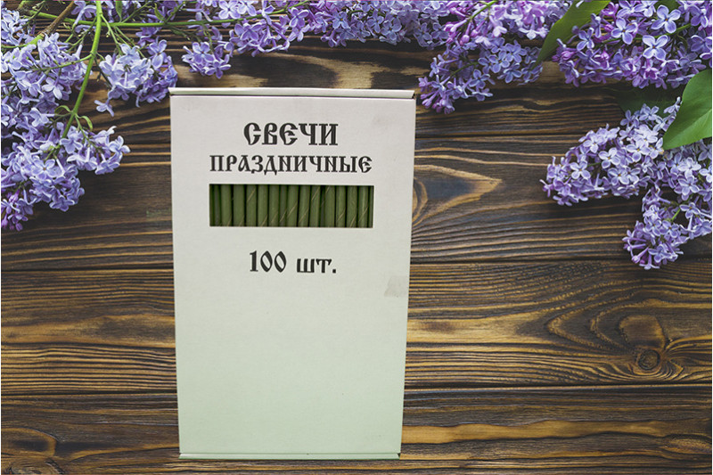 Праздничные свечи зеленые